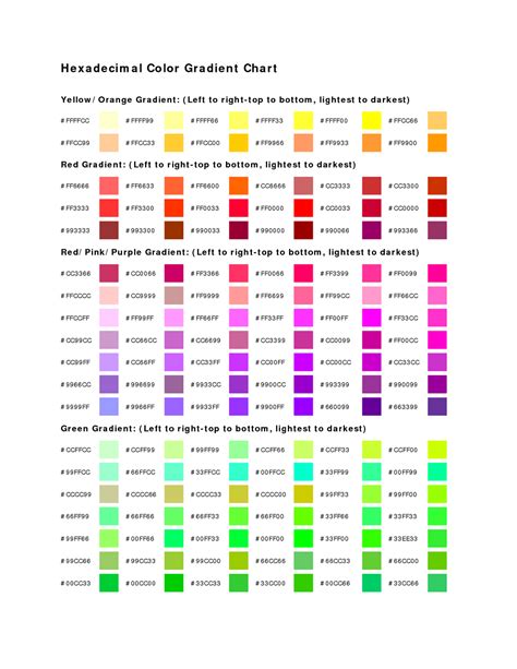 Hex Color Codes .
